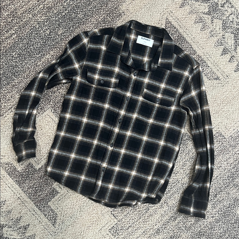 Old Navy Boys Flannel Button Up Shirt Size L 10/12